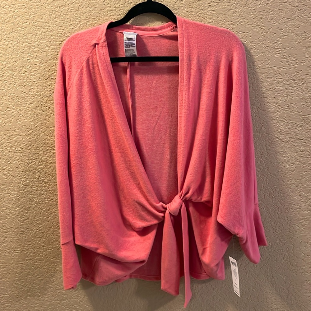 Chico’s New Coral 3/4 Sleeve Knotted Cardigan - Size 1